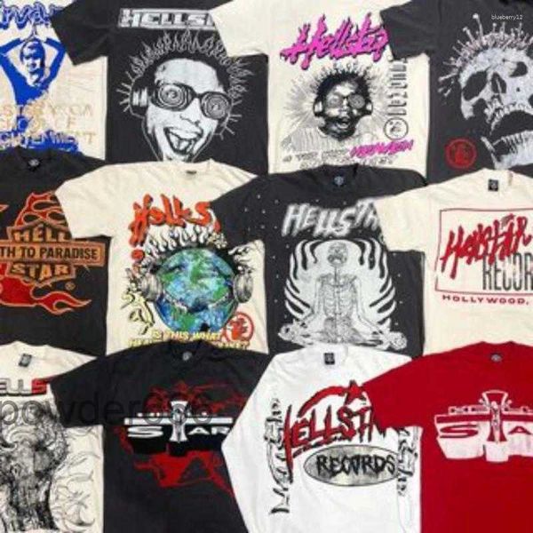 T-shirts pour hommes Hellstar Shirt Streetwear Mens Hip Hop Graphic Print Coton T-shirt surdimensionné Harajuku Casual Gothic Manches courtes H4KQ