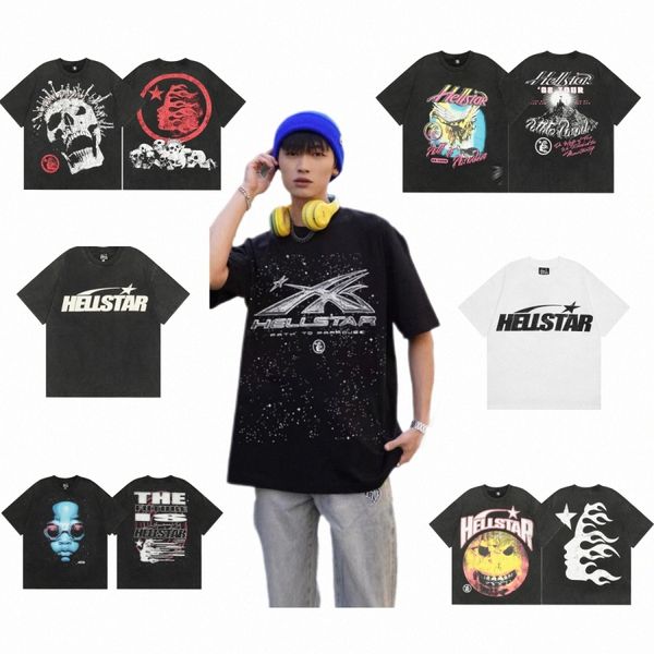 T-shirts masculins Hellstar Shirt Summer Designer Tshirt Men Womens Gothic Graphic Top Loose Cotton Fashion Sportswear Vêtements E8if #