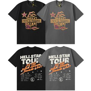 Heren T-shirts Hellstar T-shirt Classic Flame Monogram Print HELLSTAR American High Street Casual Loose Short Sleeve Top Tee Heren Dames T-shirt 230621