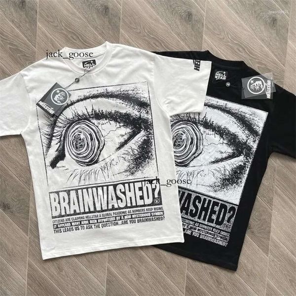 Camisetas para hombres Camiseta Hellstar Eyes grandes letras impresas a mano high street redonda pareja suelta pareja blanca y blanca manga corta 327