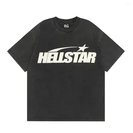 Camisetas para hombre Hellstar Y2K, camiseta con estampado de Hip Hop, logotipo grande, transpirable, Punk, Retro, cuello redondo