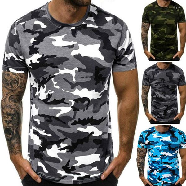T-shirts pour hommes Hengsong Sexy Camouflage T-Shirt pour homme décontracté col rond comptage montrer de haute qualité serré hauts de sport