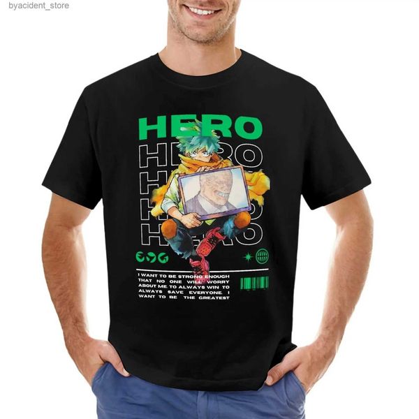 T-shirts pour hommes Hero Deku T-shirt Anime Vêtements vintage Séchage rapide pour un garçon T-shirts simples Hommes L240304