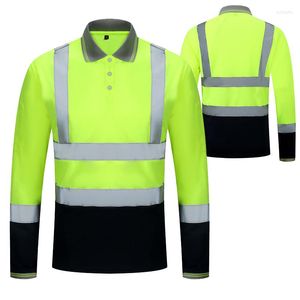 T-shirts pour hommes Vêtements de travail de sécurité haute visibilité Chemise à manches longues pour hommes Construction de travail réfléchissante à deux tons