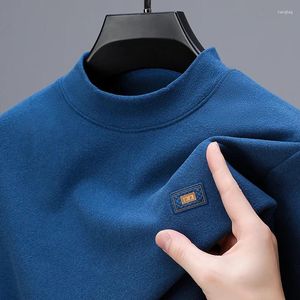 T-shirts pour hommes Marque haut de gamme T-shirt en velours allemand O-Cou Lettre exquise Embroid Manches longues Coréen Casual Mode Chemise chaude