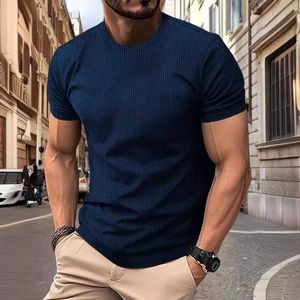 T-shirts voor heren high-end mesh ijs zijde snel drogen korte mouwen t-shirt voor heren ronde nek zomer stevige kleur nieuwe nylon slip t-shirt top S2452406 S2452408