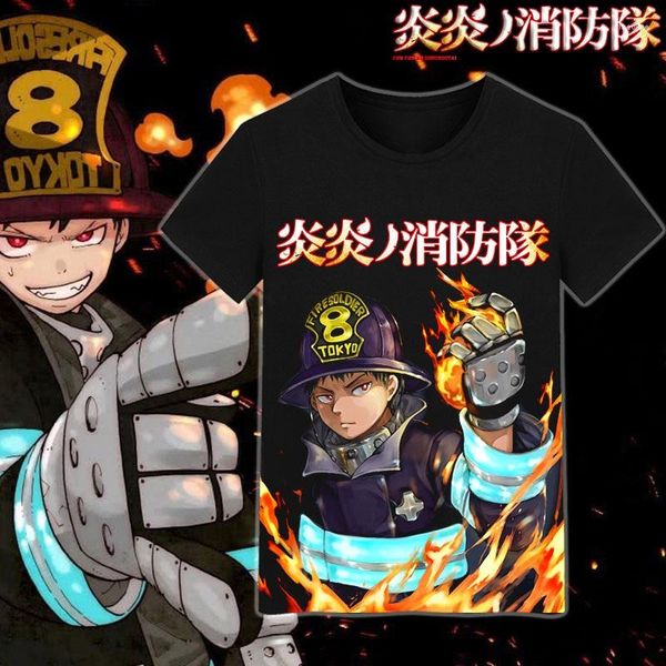 Camisetas de hombre High-Q Unisex Anime Cos Shinra Kusakabe Camiseta Camiseta Bombero Algodón Casual Top