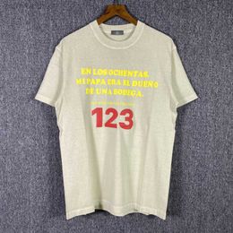 T-shirts voor heren van hoge kwaliteit 2022SS RRR123 Mode T-shirt Men 1 1 Puff Print Letter Dames T-shirt Mooi gewassen top T-shirt zware stof Korte mouw