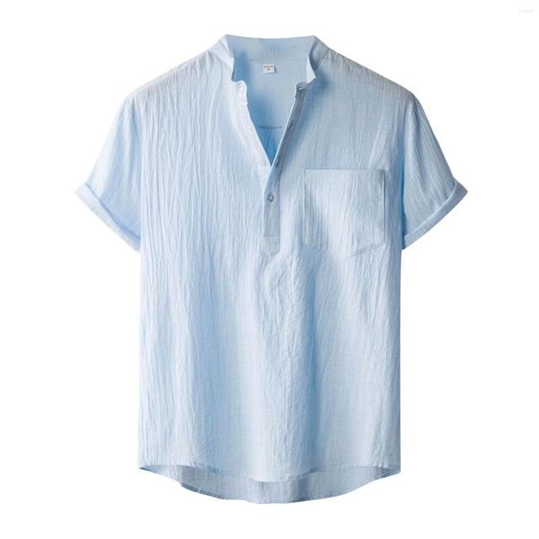 Camisetas para hombre de alta calidad 2023 lino con cuello en V vendaje masculino Color sólido manga larga Casual Camiseta de algodón Tops S-3xl