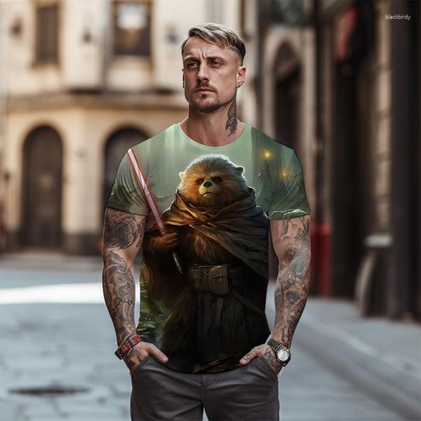 T-shirts masculins High-Quality 3D Animal Pattern -shirts in Summer Street Hip -Hop OversizeT -Shirt Fashion Round Neck