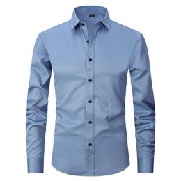 T-shirts pour hommes de haute qualité 6XL grand automne hiver chemise sociale à manches longues mode sans fer affaires décontracté blanc pur 230920