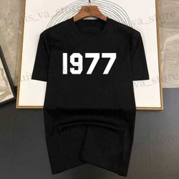 T-shirts masculins Coton de haute qualité 1977 T-shirt de luxe à imprimé monochrome Nouvelle marque Fashion Cool Designer T-shirts Strtwear Casual Tops T240408
