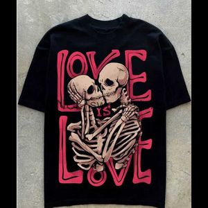 Camisetas para hombres Hombres de algodón de alta calidad Love Mangas cortas Fashion American Hip-Hop Rock Retro Punk Punk Crew de gran tamaño Neck Unisex H240409