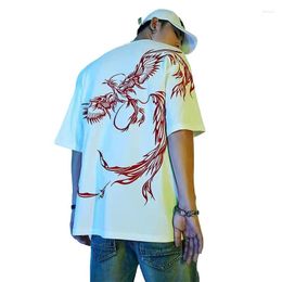 T-shirts pour hommes de haute qualité coton Phoenix broderie style chinois col rond T-shirt couple été hommes décontracté à manches courtes haut