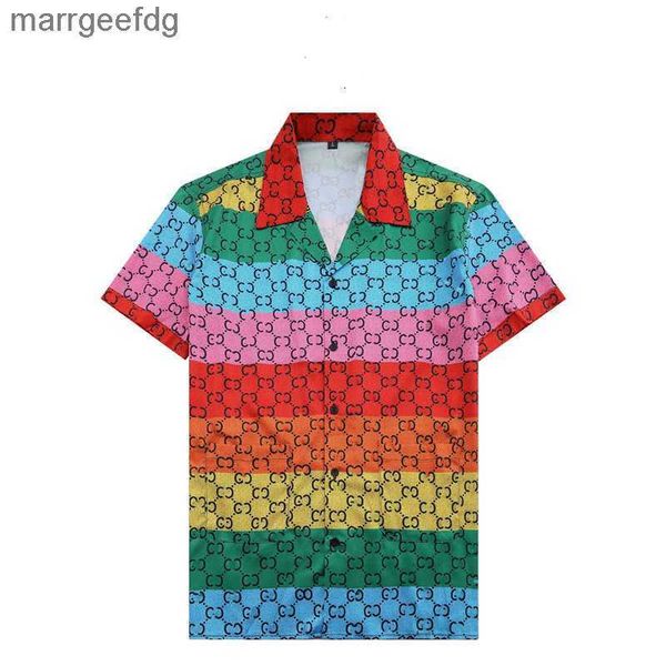 T-shirts pour hommes Chemises de chemisier de conception de haute qualité Camisas de Hombre Mode Géométrique Lettre Imprimer Chemises Hommes À Manches Courtes Col Rabattu 240301
