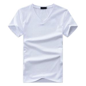 T-shirts pour hommes de haute qualité mode été hommes col en V t-shirt coton à manches courtes hauts décontracté Slim Fit classique marque 5XL DX113Men's