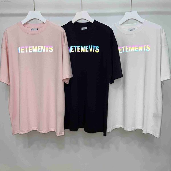 Camisetas para hombre Moda de alta calidad Vetements Camiseta para hombre Camiseta reflectante Vetements VTM Mujer Manga corta Best Seller Ropa para hombre