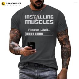 Camisetas para hombres de alta calidad Instalación de músculos Por favor, espere la barra de carga 3D Camiseta de estampado para hombres Mujeres culturismo