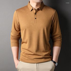 Heren t shirts hoogwaardige mannen wol blend tee tops herfst winter polo nek mannelijke omlaag kraag gemengd lange mouwen