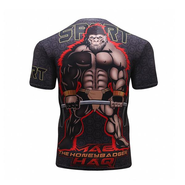 T-shirts pour hommes de haute qualité Mens Digital Print Sport Shirt Casual Gym Rash Guard Running Tops