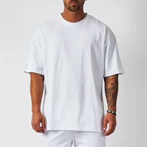 T-shirts voor heren van hoge kwaliteit heren T-shirt 100% pure katoenen dames vaste kleur Basis Casual kleding Grote korte mouwen Zwart en witte top Q240515