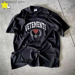 Heren T-shirts Hoge kwaliteit Olijftak Handdruk Precisie Borduurwerk VETEMENTS Tshirt Mannen Vrouwen Casual Paar Oversized VTM Tee Top Met Tag T230602