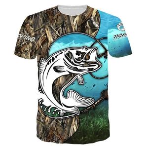 T-shirts Hommes T-shirts de haute qualité Hommes Femmes 3D Imprimer Poissons de pêche drôles Chemise à manches courtes Vêtements pour enfants Top T268C