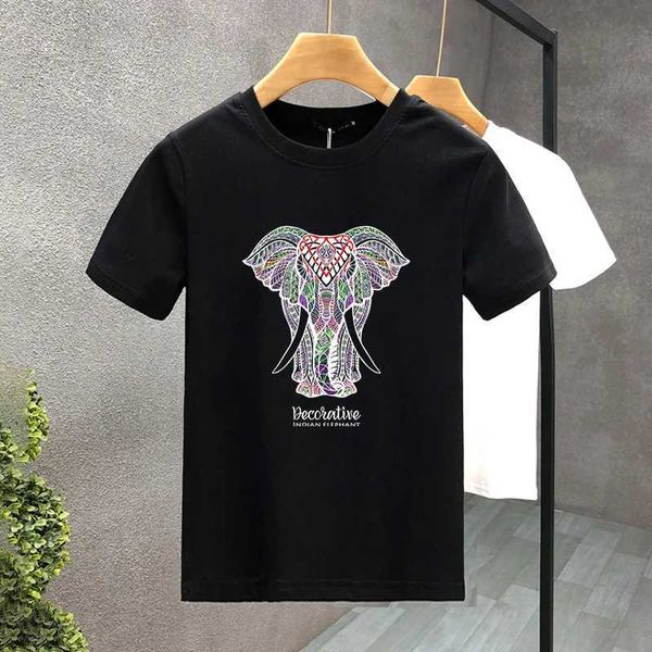 T-shirts masculins High Quty Luxury Brand 100% Cotton Elephant Printing Ts Summer Harajuku hommes / femmes T-shirt Slve Short Asian Taille S-5XL T240425