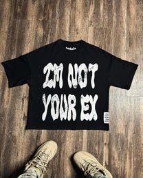 T-shirts pour hommes High Street Retro Hip Hop Trend Alphabet Print Men Overs Dimened Men Y2k Goth Harajuku Couple de mode Sport