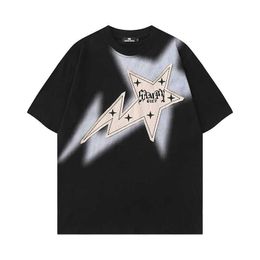 T-shirts voor heren High Street Summer Hip Hop T Shirts Wi Star Patchwork Fashion Streetwear Oversized Y2K Tees Short Sleeve Tops T-shirt G230427