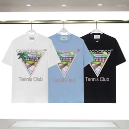 T-shirts pour hommes T-shirt de rue lettres Tennis cocotier imprimé T-shirt coton ample décontracté à manches courtes chemise Harajuku