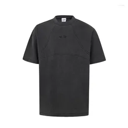 Camisetas para hombres High Street Vintage Black Gray Grail Grailz Camisa Patchwork Menores Mujeres Logotipo de calidad Bordado Tops Camiseta de gran tamaño