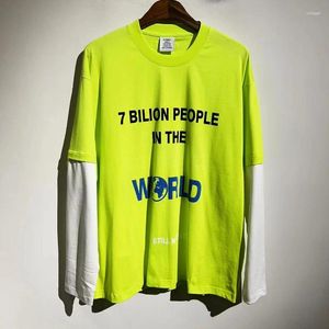 Magliette da uomo High Street VT Luminoso Falso Stampa in due pezzi T-shirt oversize da uomo e da donna Casual Crop Top Felpe Abbigliamento streetwear