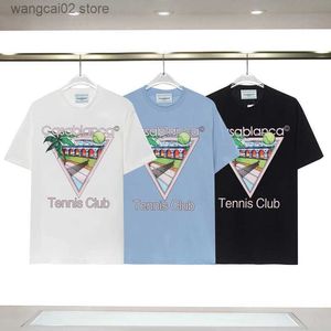 Camisetas para hombres High Strt Nueva camiseta Cartas Tenis Coco Tr Camiseta impresa Algodón Suelto Casual Corto Slve Harajuku Camiseta T240401