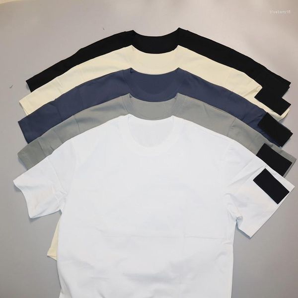 T-shirts pour hommes Version haute de l'été pour hommes et femmes Classique à manches courtes Double fil Tissu en coton uni Lâche