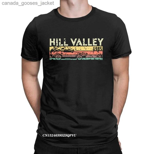 Camisetas para hombres Hill Valley 1985 Camiseta Hombres Regreso al futuro Tops Camisetas Doc Brown Marty Delorean Time Travel Movie BTTF Tees Plus Tamaño L231208