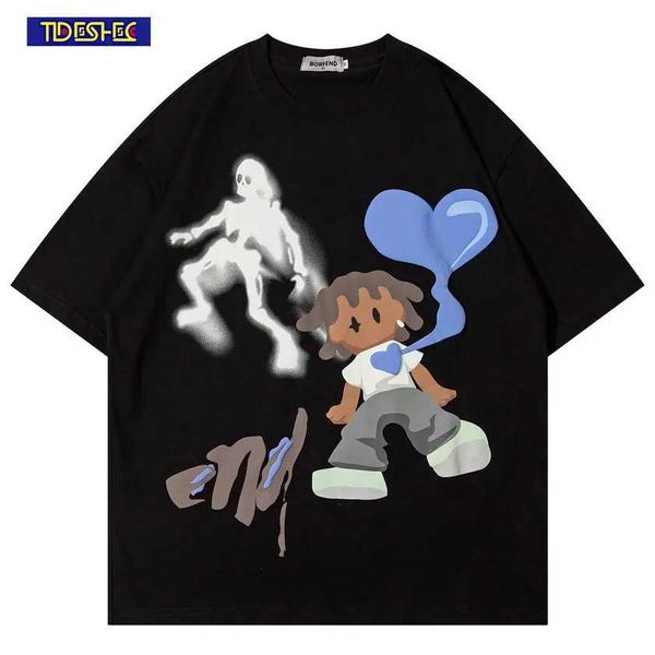 T-shirts pour hommes Hip Hop Cartoon Boys T-shirt imprimé gothique Harajuku Loisirs Été T-shirt à manches courtes Y2K Street Vêtements Mens Extra Large T-shirt J240221