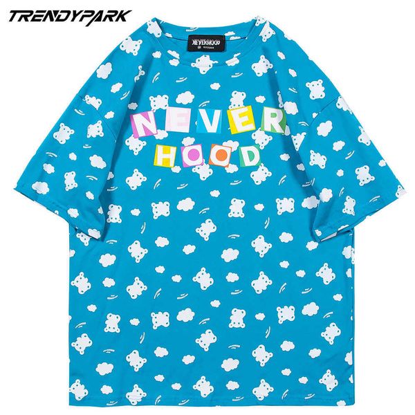 T-shirts pour hommes Hip Hop Mignons Petits Ours À Manches Courtes Streetwear T-shirts De Mode Punk Rock T-shirts Chemises Harajuku Casual Tops 210601