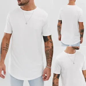 T-shirts pour hommes Hip Hop étendu longue ligne T-shirt Swag Hem Streetwear chemise à manches courtes hauts solides T-shirt mâle vêtements de sport Tee