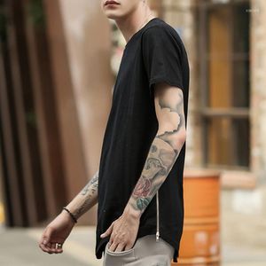 T-shirts pour hommes Hip Hop Fashion Tshirt Homme High Street T-Shirt Hommes Couleur unie Tops à manches courtes Tee O-cou Swag Hem Shirt Homme Hipster Cloth