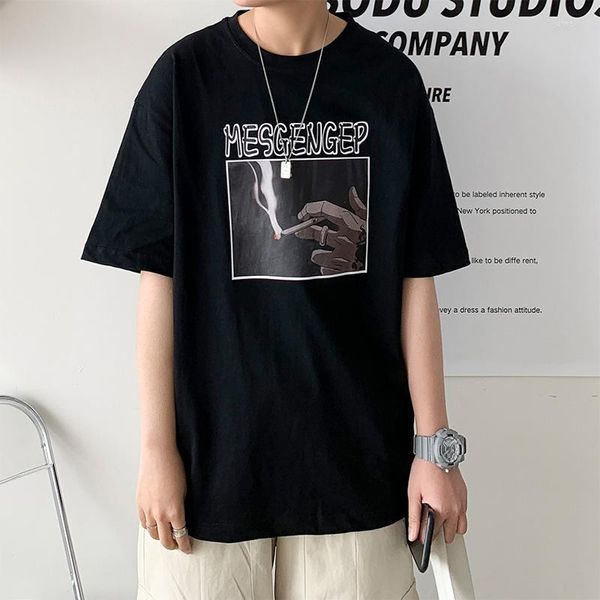 Camisetas de hombre Hip Hop divertida breve Casual hombres camiseta dibujos animados manga corta cuello redondo ropa Vintage Harajuku moda adolescentes Streetwear