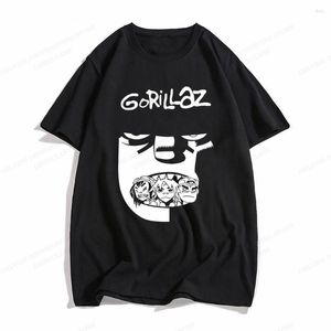 T-shirts pour hommes Hip Hop Gorillaz imprimé T-shirt dessin animé motif T-shirts Y2K été rue vêtements à la mode couleur unie hauts