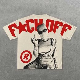 T-shirts masculins T-shirt graphique hip hop T-shirt Fearlesss Mask Girl imprimé HARAJUKU T-shirt Y2K Mens Extra Large Gothic Short Slaved Top Clothing T240425