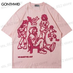 Camisetas de hombre Hip Hop Camisetas gráficas Streetwear Y2K Harajuku Impresión de dibujos animados japoneses Camiseta de gran tamaño 2023 Hombres Moda Casual Camiseta de algodón Tops T230512