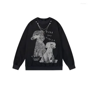 T-shirts pour hommes Hip Hop Harajuku T-shirt à manches longues American High Street Style Brand Cartoon Dog Theme Design Loose
