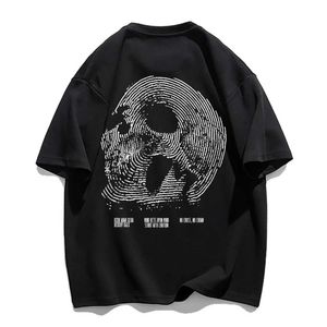 T-shirts masculins Hip-Hop High Street Neutre neutre Coton T-shirt à manches courtes Femmes 2022 Été Nouveau crâne de haute qualité Y2K Retro Q240517