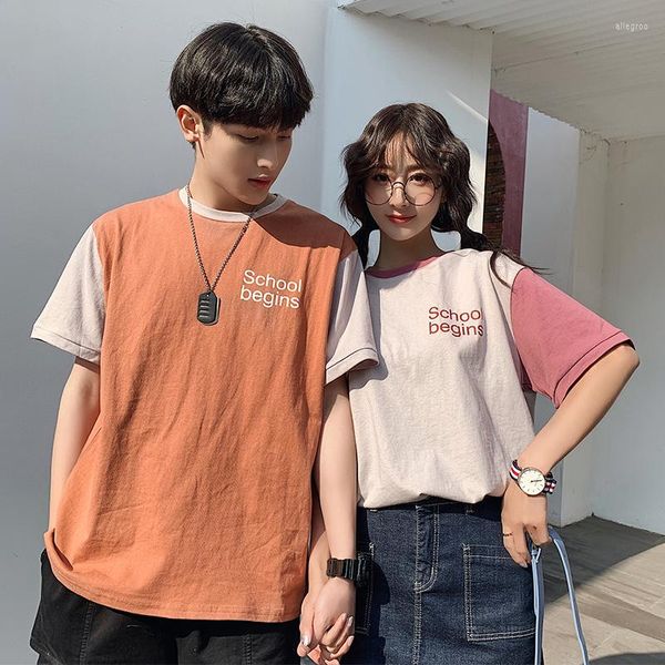 T-shirts pour hommes Hip Hop Hit Couleur Patchwork Funny Couples Tshirt Style HARAjuku Casual Cutte Novelty Vêtements All-Match Cool Streetwear