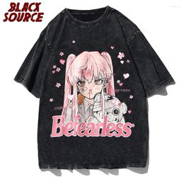 T-shirts pour hommes Hip Hop Hommes Streetwear Chemise Anime Girl Lettre Imprimer T-shirt 2024 Automne T-shirt à manches longues Harajuku Coton Casual Tops Tees