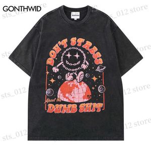 T-shirts pour hommes Hip Hop Hommes T-shirts Streetwear Vintage Funny Graphic Print Distressed Wash T-shirt à manches courtes Harajuku Retro Casual Cotton Tee T230512