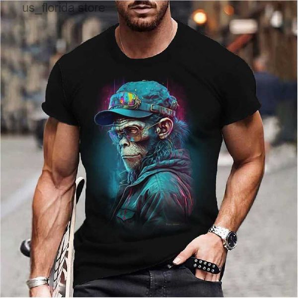 T-shirts pour hommes Hip Hop Singe Orang-outan T-shirt imprimé 3D Chemise à col rond Été Hommes Court Slve Strt Mode Casual Top Vêtements Lâches Y240314